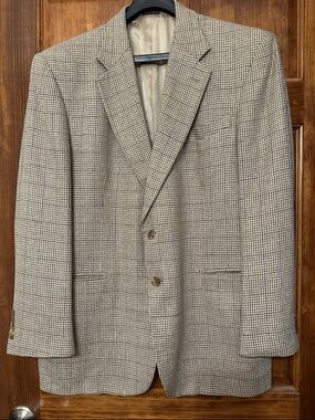 Men's Tan & Brown Houndstooth Sport Coat - Classic Notch Lapel